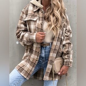Plaid hooded flannel jacket
